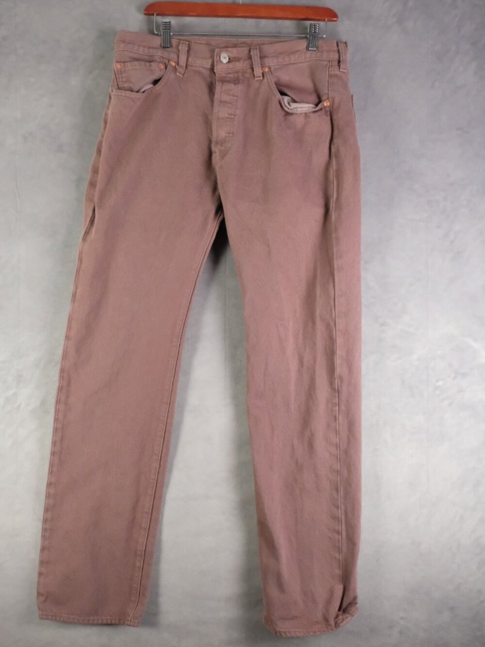 Levis 501 Jeans Mens 32X32 Brown Mauve Straight Leg Heavyweight Workwear Retro